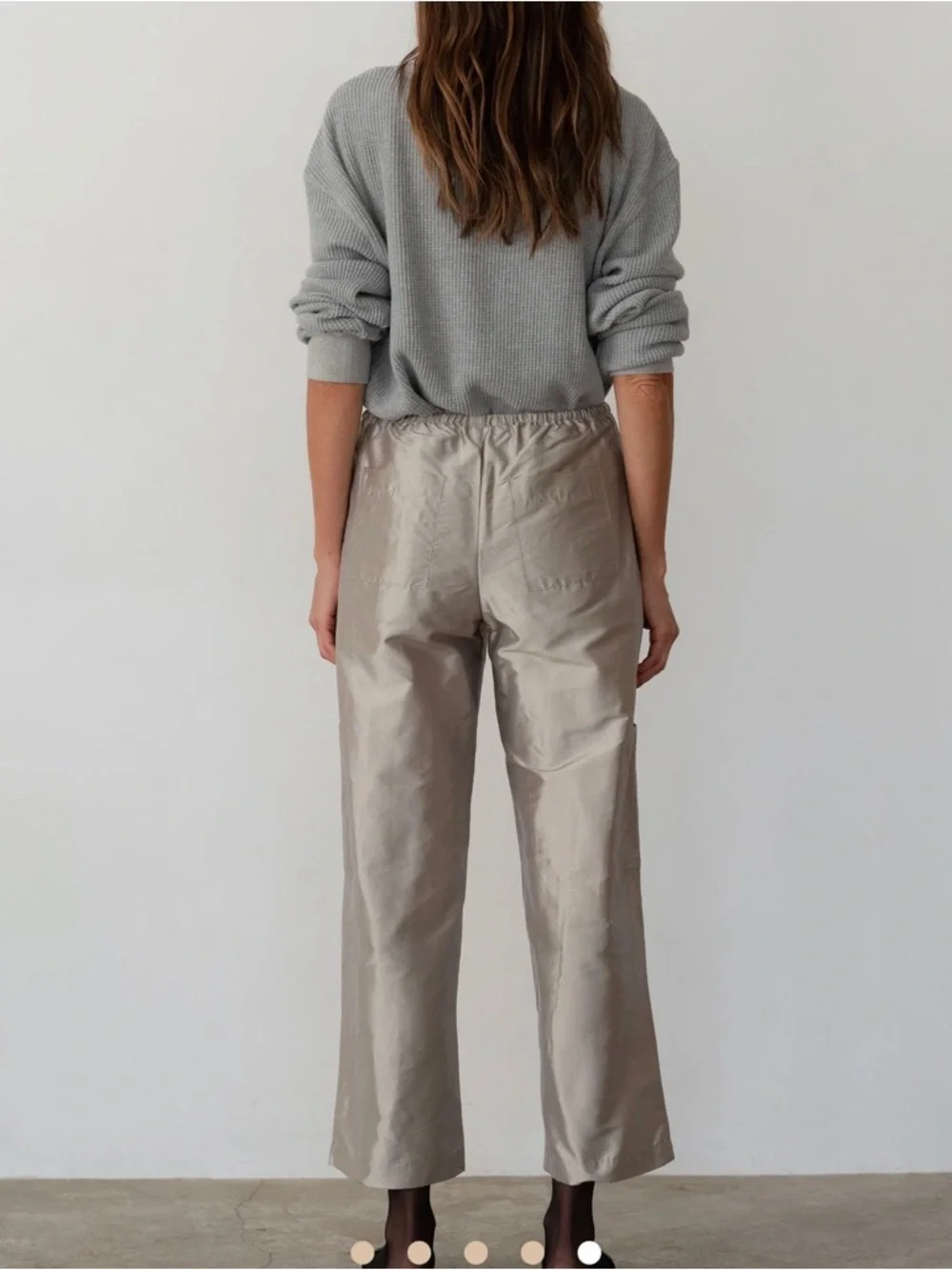 Donni The Taffeta Drawstring Cargo Pant in silver size S_NWT - Picture 3 of 8